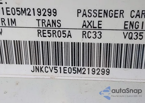 2005 Infiniti G35 from USA, damaged, VIN JNKCV51E05M219299